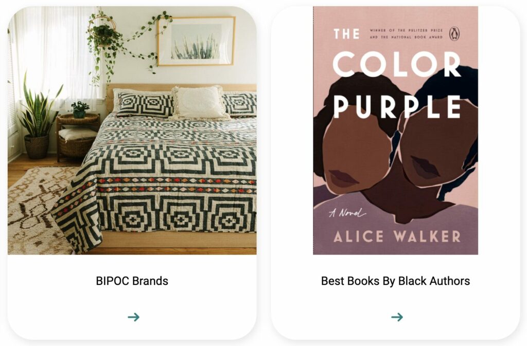 Elfster gift guides for BIPOC Brands and Best Books by Black Authors 
